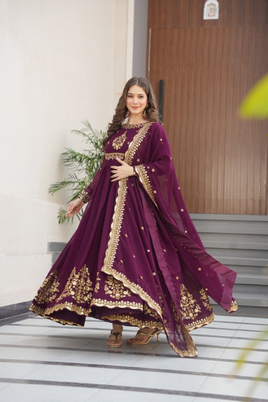 Zynara Floral Faux Blooming Georgette Anarkali