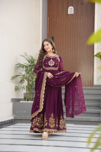 Zynara Floral Faux Blooming Georgette Anarkali