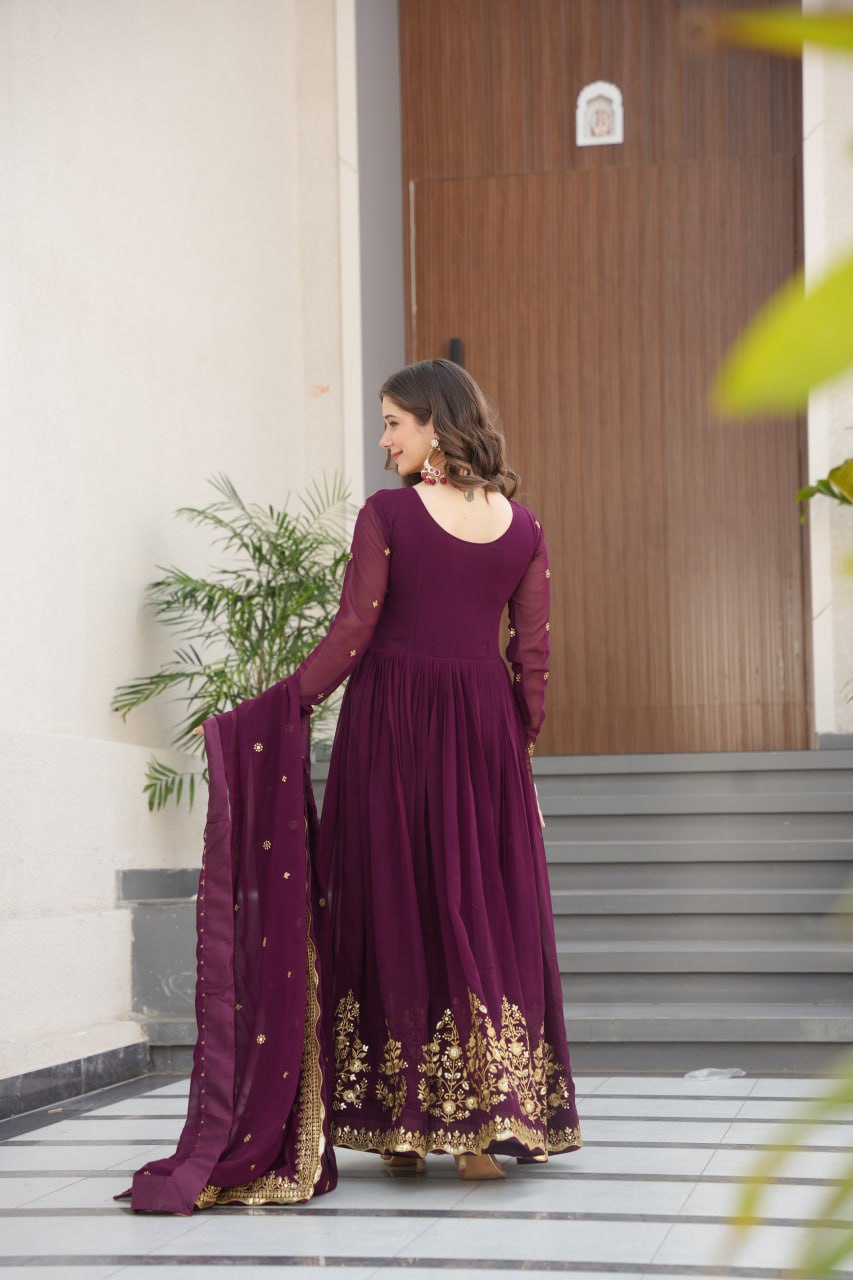 Zynara Floral Faux Blooming Georgette Anarkali