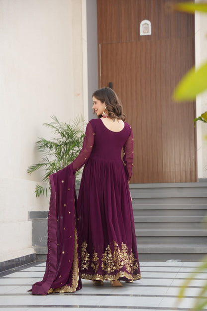 Zynara Floral Faux Blooming Georgette Anarkali