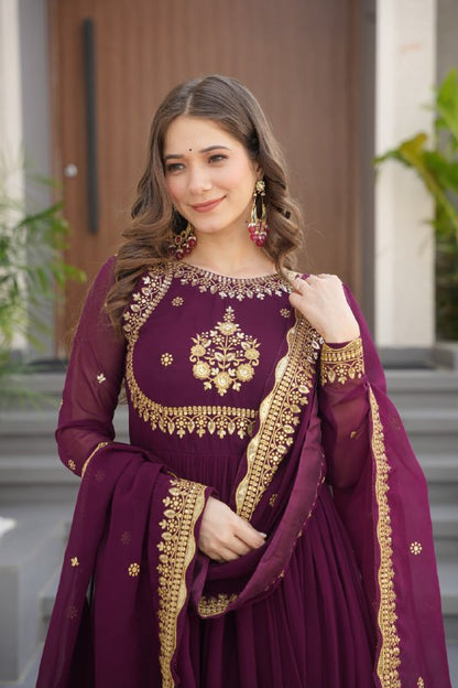 Zynara Floral Faux Blooming Georgette Anarkali