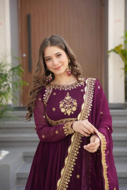 Zynara Floral Faux Blooming Georgette Anarkali