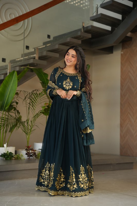 Zynara Floral Faux Blooming Georgette Anarkali