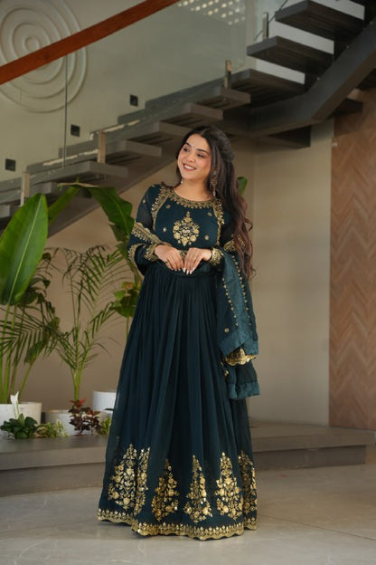 Zynara Floral Faux Blooming Georgette Anarkali