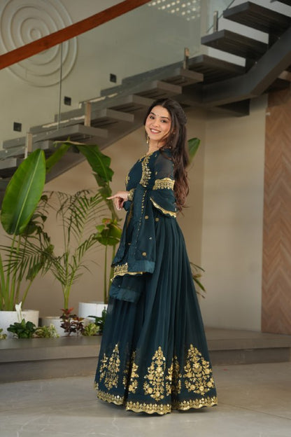 Zynara Floral Faux Blooming Georgette Anarkali