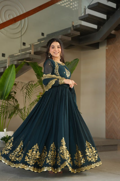 Zynara Floral Faux Blooming Georgette Anarkali