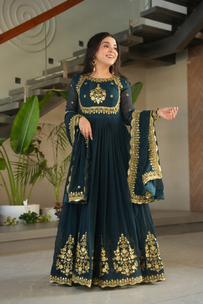 Zynara Floral Faux Blooming Georgette Anarkali