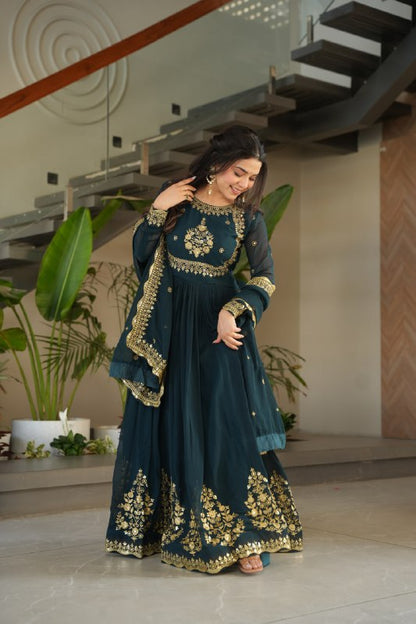 Zynara Floral Faux Blooming Georgette Anarkali