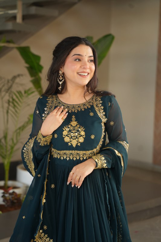 Zynara Floral Faux Blooming Georgette Anarkali