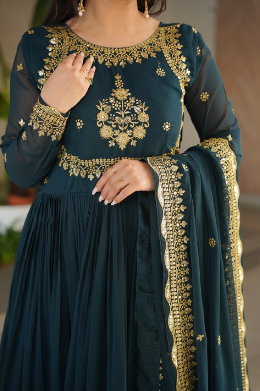 Zynara Floral Faux Blooming Georgette Anarkali