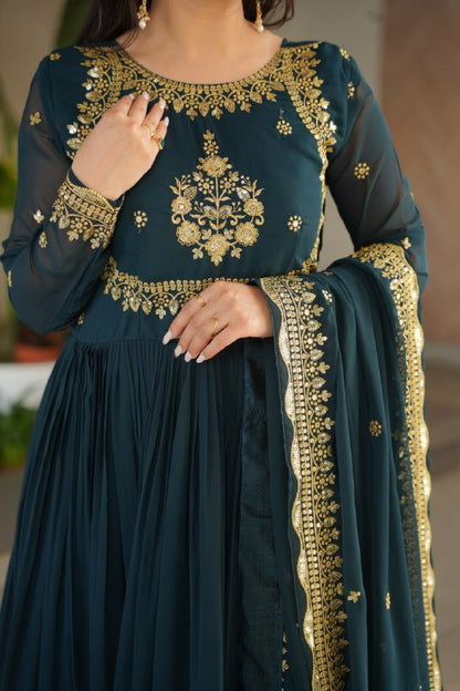 Zynara Floral Faux Blooming Georgette Anarkali