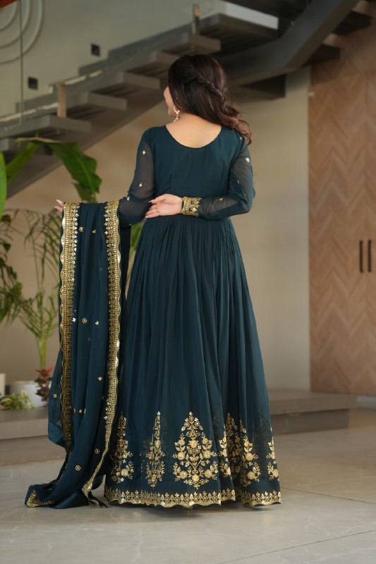 Zynara Floral Faux Blooming Georgette Anarkali
