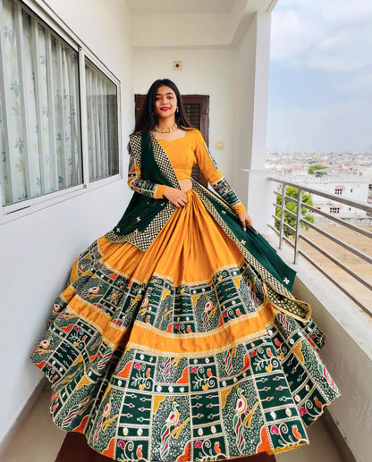 Morni Mustard Green Traditional Navratri Lehenga