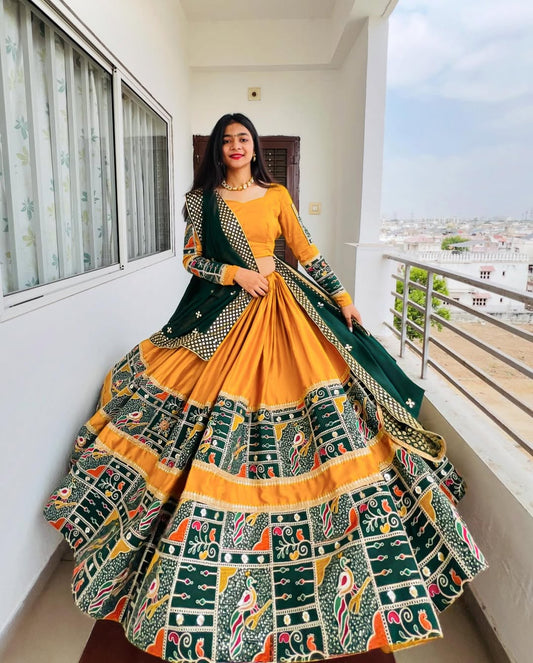 Morni Mustard Green Traditional Navratri Lehenga