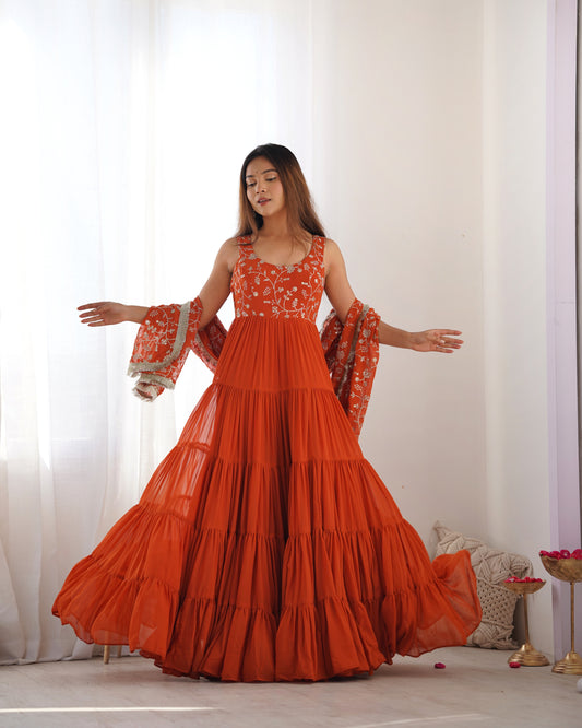 Nibedita Heavy Embroidered Anarkali Gown with Dupatta