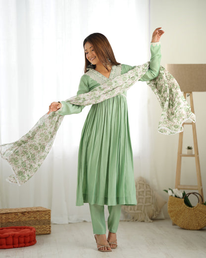 Simplicity Romansilk Fabric Nyra Cut Kurta With Duppta Set