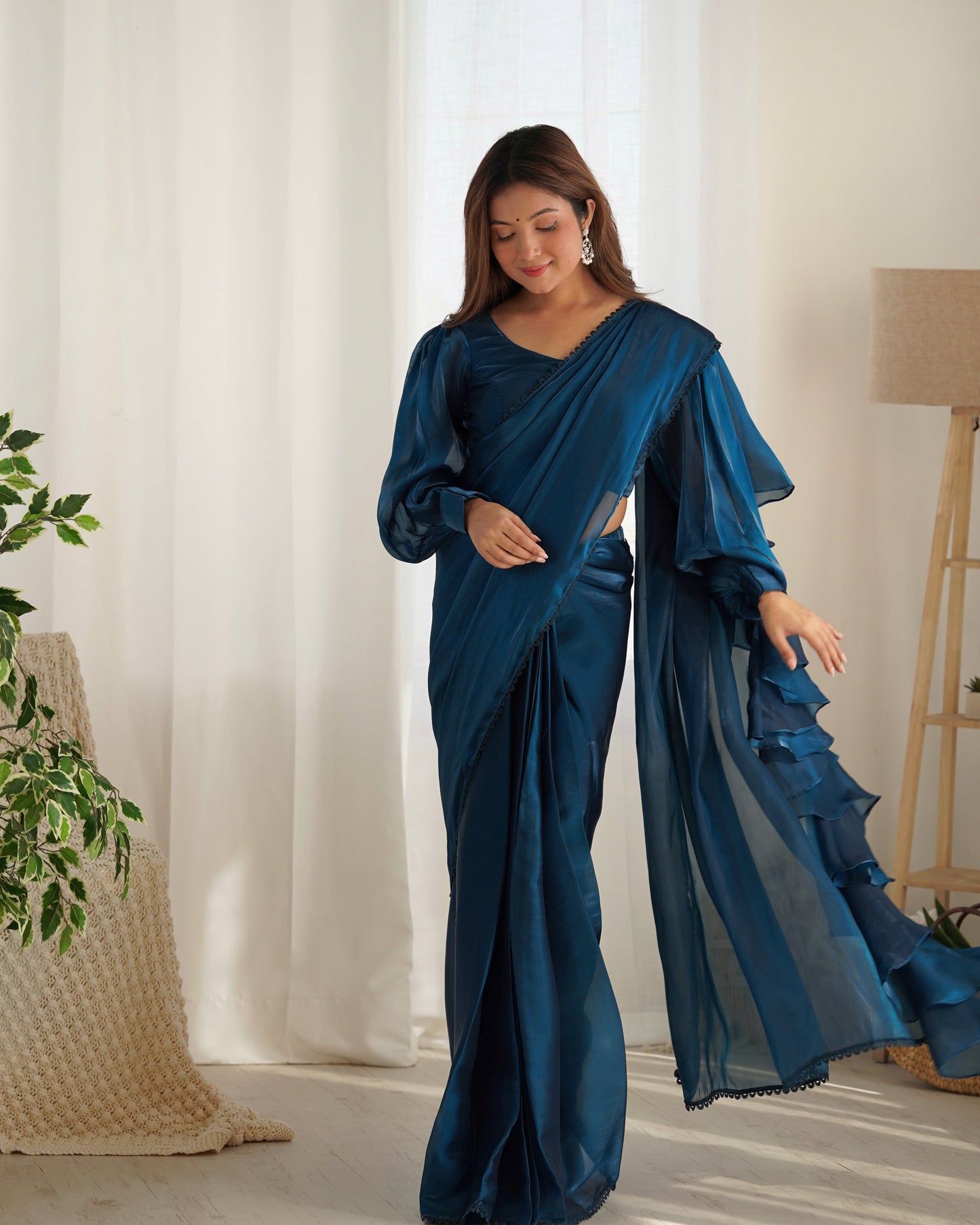 Blue Premium Quality Jimmy Choo Organja Saree