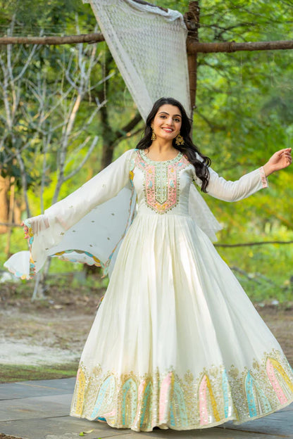 Eternal Elegance Beautiful  The Art of Gowns and Dupattas in Perfect Harmony