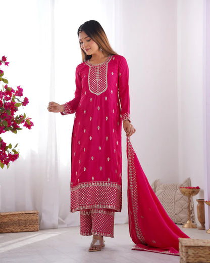 Vritika Beautiful Pure Chinon Silk Fabric Kurta Set