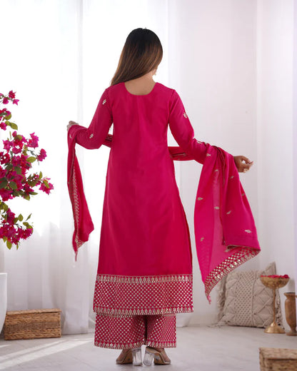 Vritika Beautiful Pure Chinon Silk Fabric Kurta Set