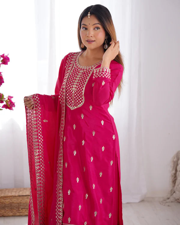 Vritika Beautiful Pure Chinon Silk Fabric Kurta Set