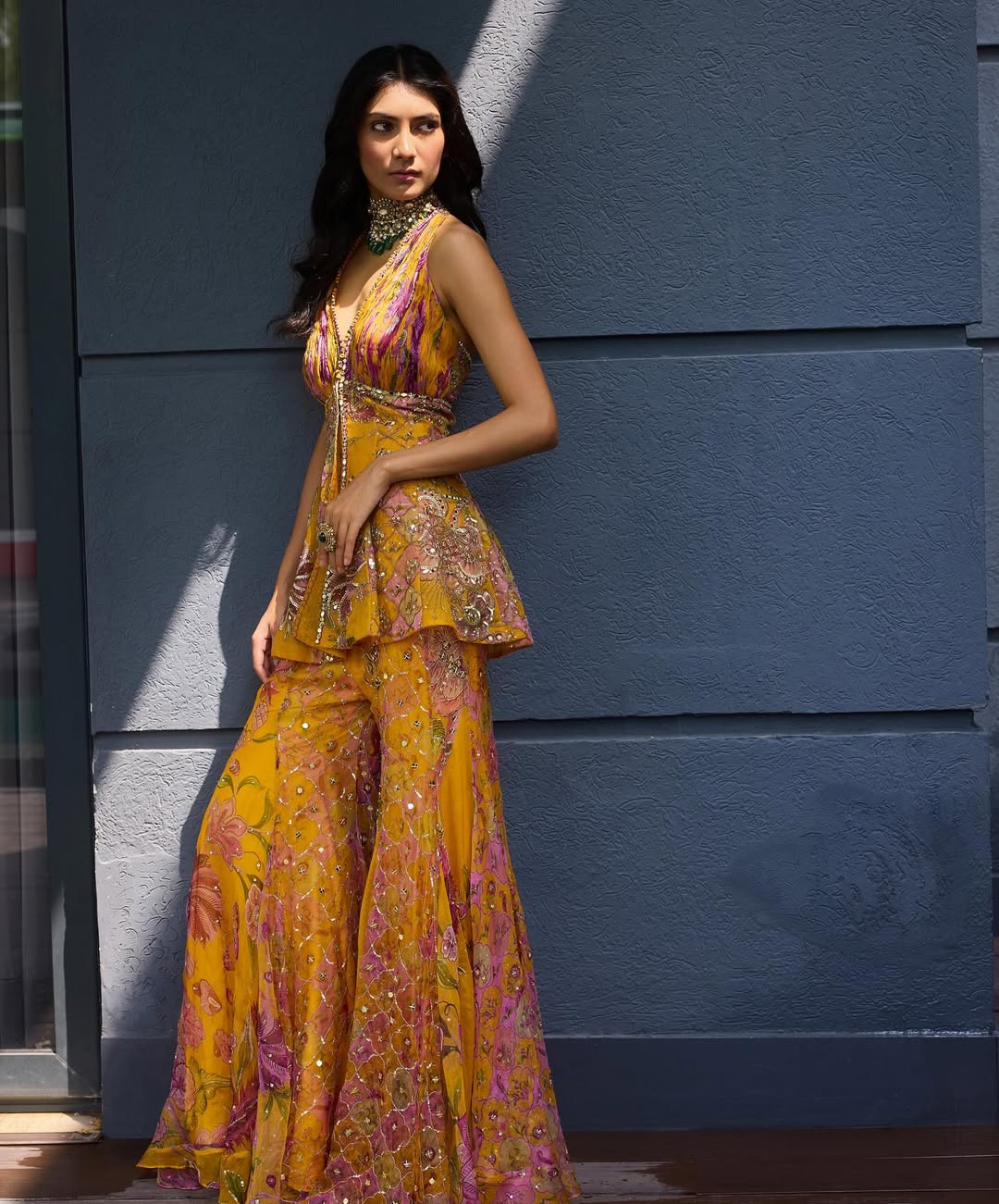 Meher Sequined Halter Neck Sharara Set