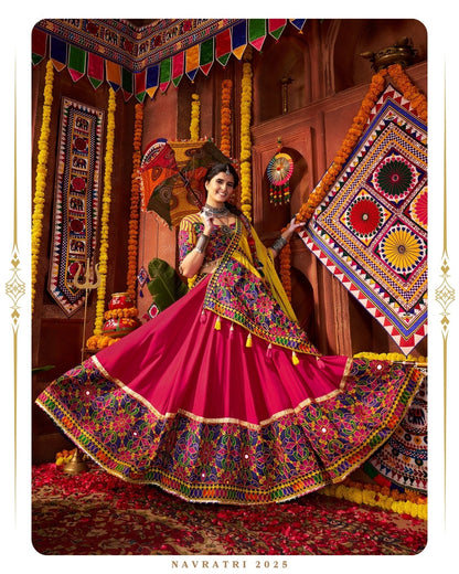 Garba Glow Mirror & Threadwork  Navratri Lehenga Choli