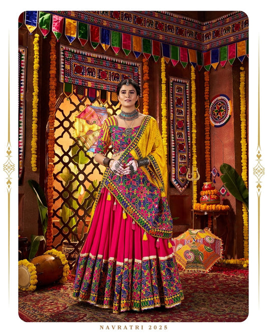 Garba Glow Mirror & Threadwork  Navratri Lehenga Choli