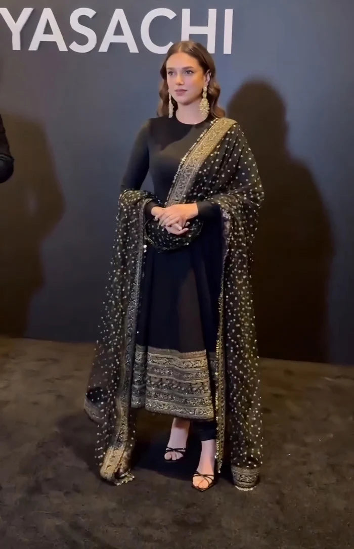 Aditi new black silk suit set