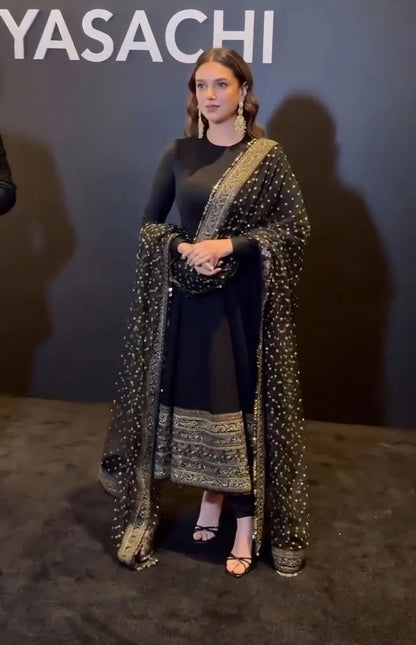 Aditi new black silk suit set