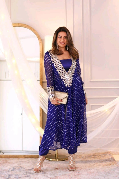 Presenting Beautiful Glam Mirror Hand Work Anarkali Set