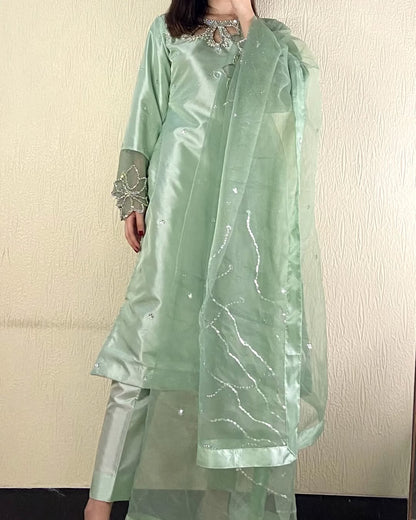 Zaya Mint  A Luxe Silk  Mint Green Silk Kurta Set