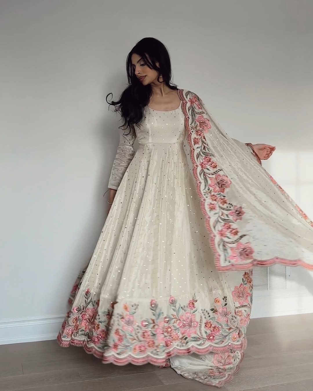 Kyra  Pure Chinon Silk Crafted Pretty Anarkali Gown