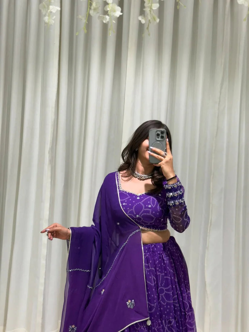 Purple Bandhani Navratri Special Lehenga Choli