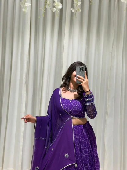 Purple Bandhani Navratri Special Lehenga Choli