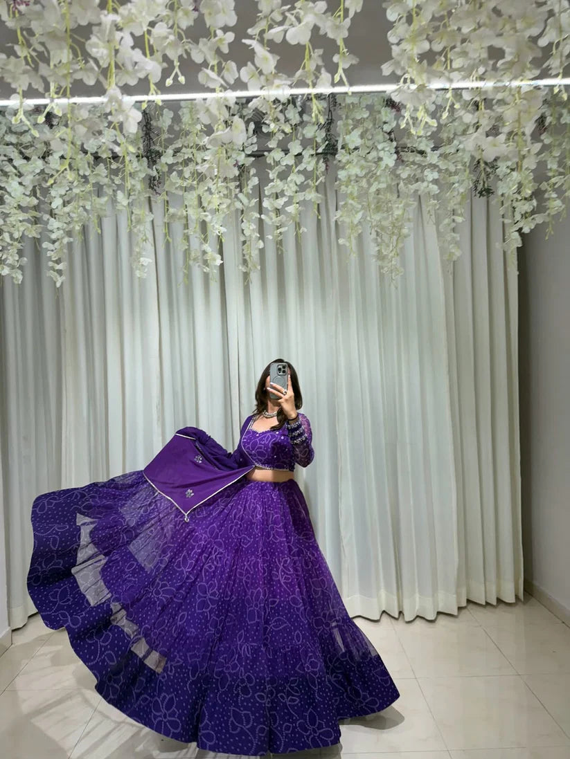 Purple Bandhani Navratri Special Lehenga Choli