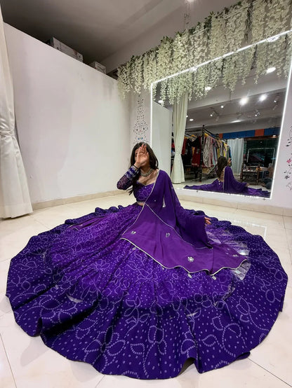 Purple Bandhani Navratri Special Lehenga Choli