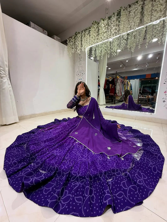 Purple Bandhani Navratri Special Lehenga Choli