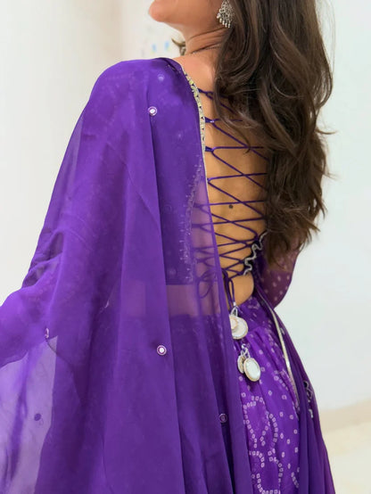 Purple Bandhani Navratri Special Lehenga Choli