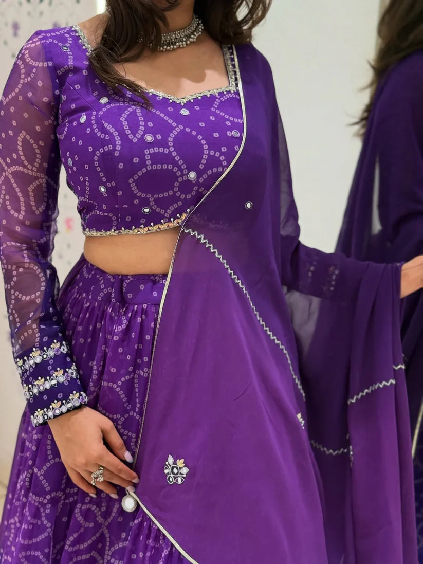 Purple Bandhani Navratri Special Lehenga Choli