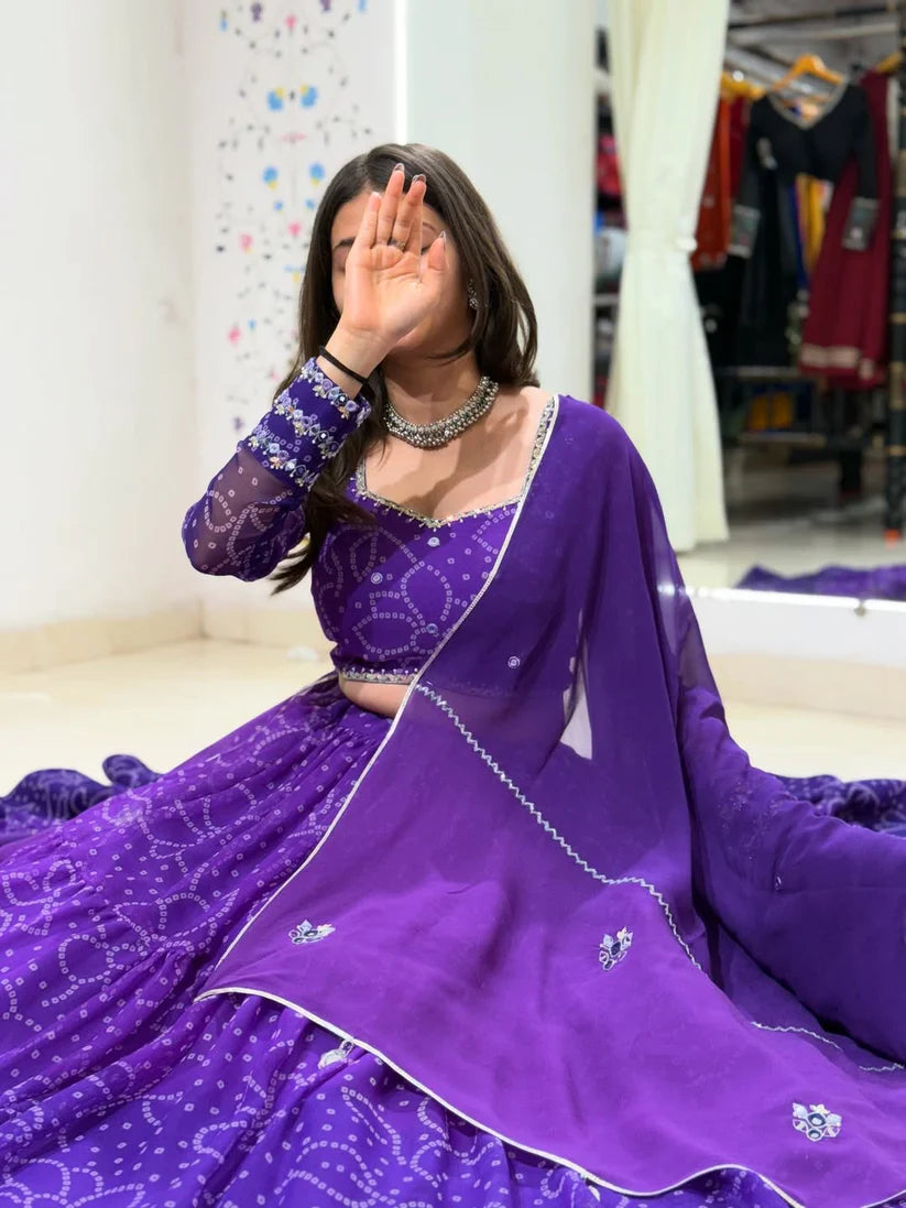 Purple Bandhani Navratri Special Lehenga Choli