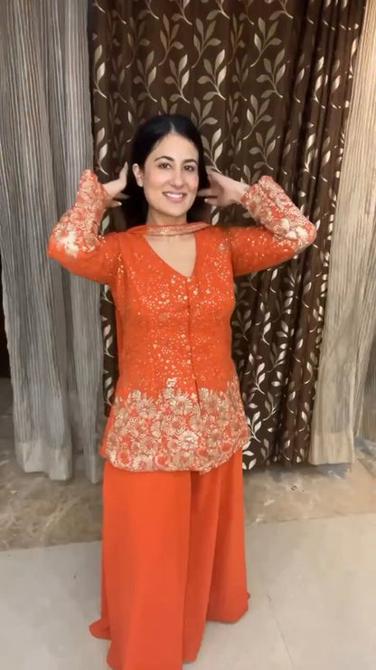 Shivanjali Embroidered Georgette Sharara Set