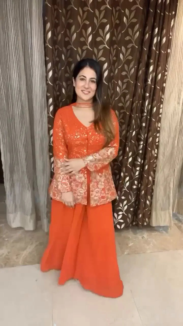 Shivanjali Embroidered Georgette Sharara Set