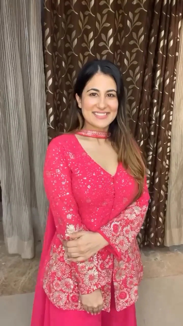 Shivanjali Embroidered Georgette Sharara Set