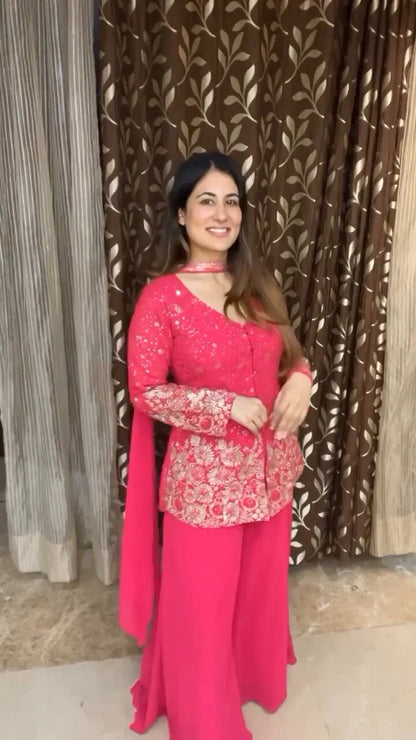 Shivanjali Embroidered Georgette Sharara Set