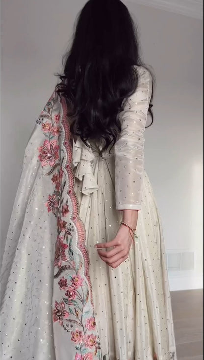 Kyra  Pure Chinon Silk Crafted Pretty Anarkali Gown
