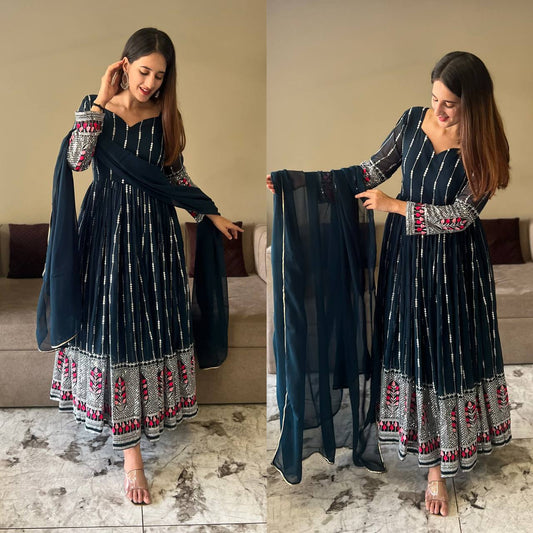 ANARKALI  EMBROIDERED GEORGETTE ANARKALI SUIT SET UC348