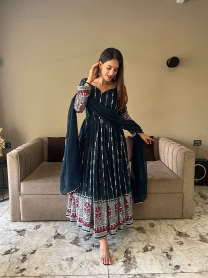 ANARKALI  EMBROIDERED GEORGETTE ANARKALI SUIT SET UC348