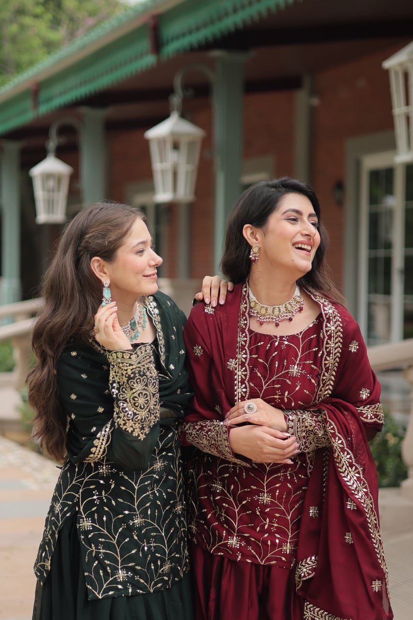 Tradition and Craftsmanship Designer Embroidered Kurti Plazoo set