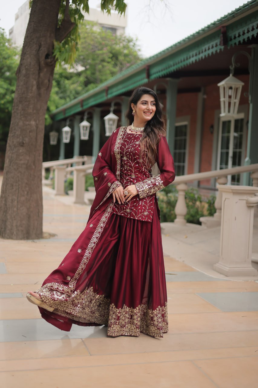 Tradition and Craftsmanship Designer Embroidered Kurti Plazoo set